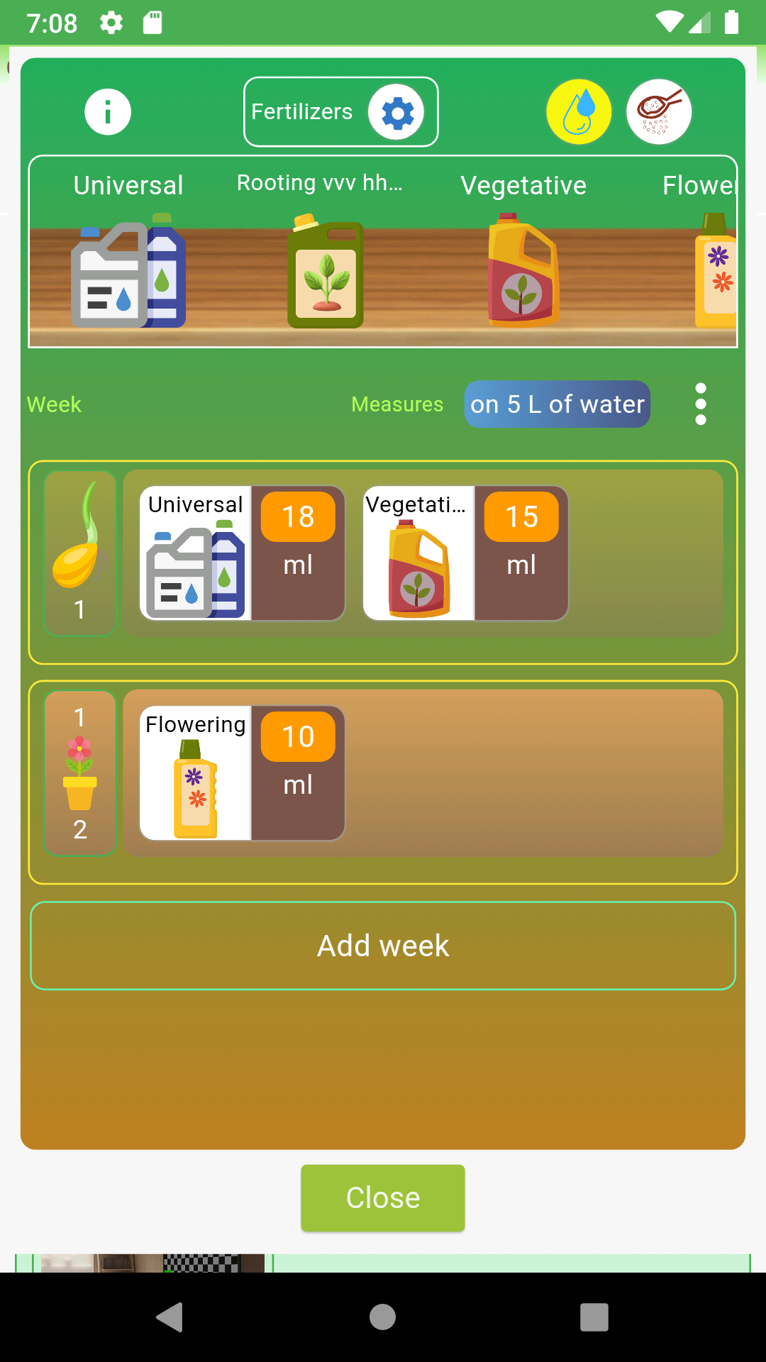 Set weekly fertilization plan with ColtivApp