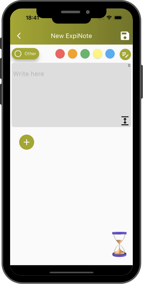 Interface for creating a note in ExpiNotes