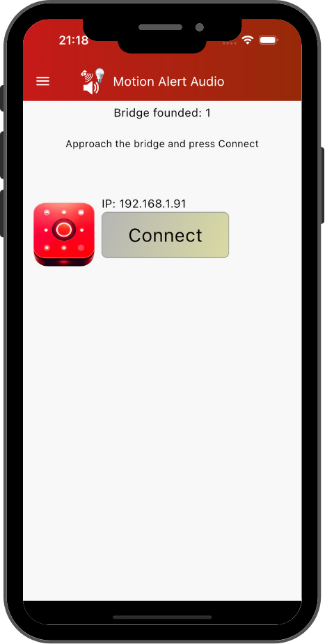 Pair Motion Alert Audio with the bridge